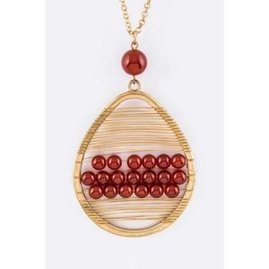 Wired Semi-Precious Beads Teardrop Necklace
